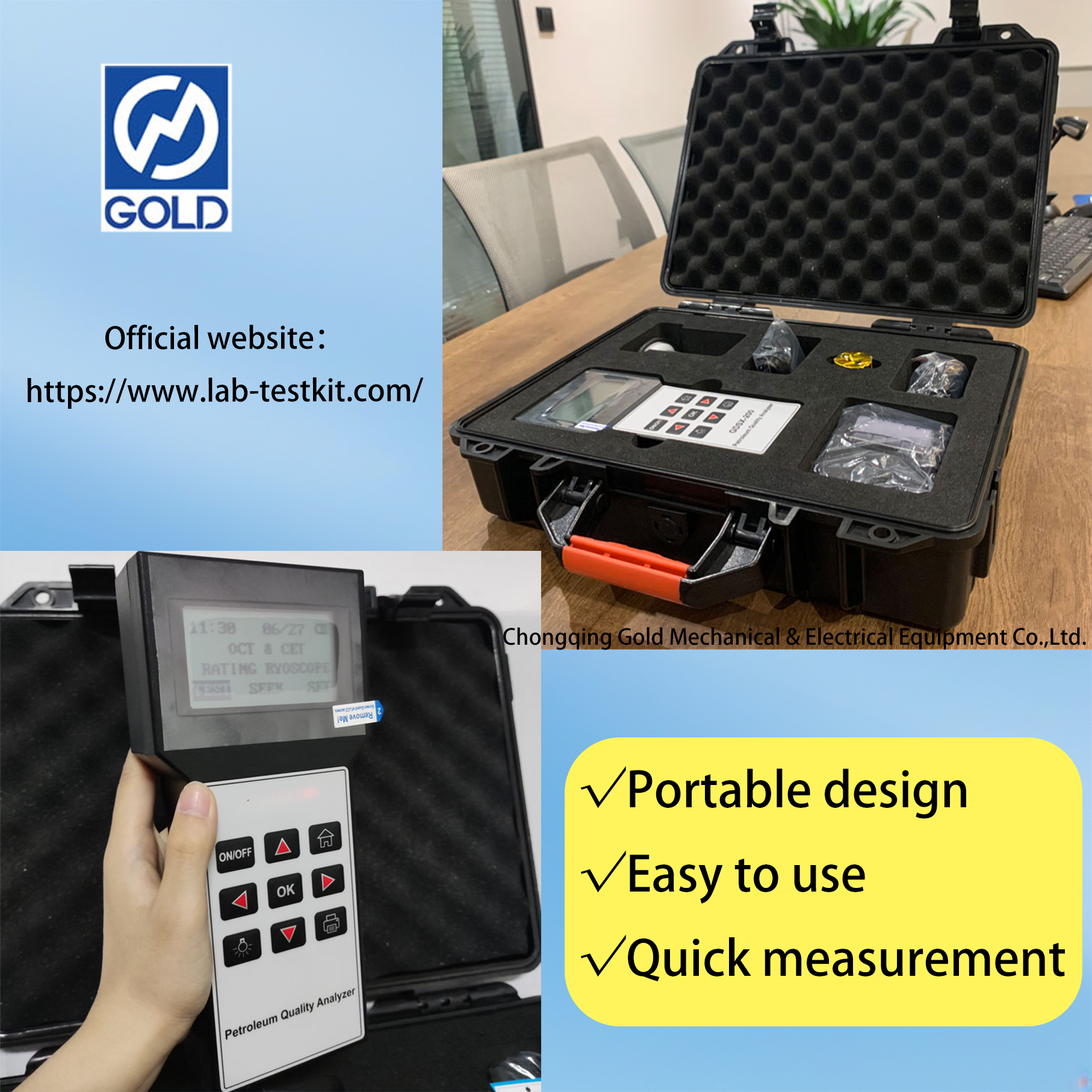 ASTM D2699 PORTABLE PETOLINE Octane Nambari na Dizeli Cetane Nambari Analyzer ASTM D4737